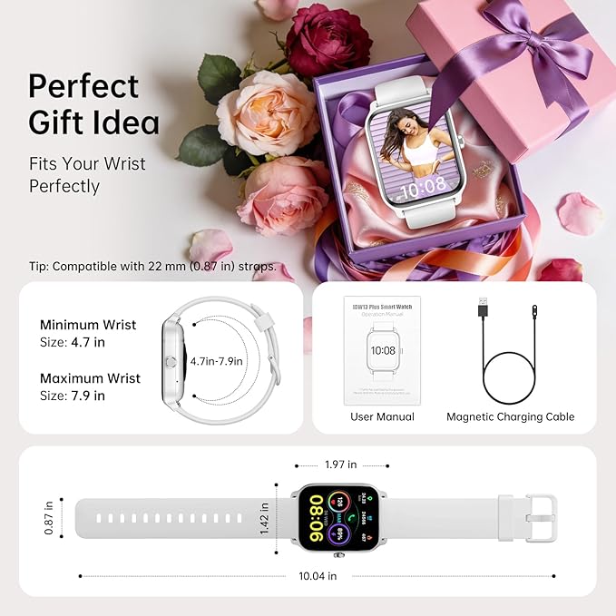 Tensky Smart Watch for Women/Men, 1.85'' HD Touchscreen Smartwatch for Android/iPhone/Samsung/(Bluetooth Call), Alexa Built-in, 100+ Sport Modes Fitness Digital Tracker, Sleep/Heart Rate/SpO2 Monitor