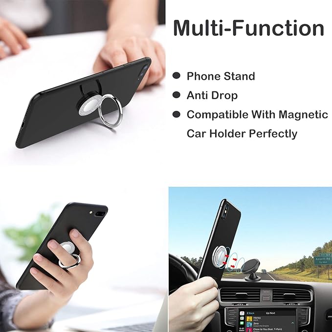 Adhesive Phone Ring Holder Grip Stand for Phone and Phone Case. (Glitter Silver)