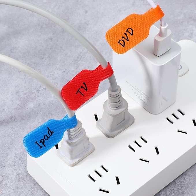 40 Pcs Cable Labels, Writable Cable Tags, Waterproof Cords Labels Multi-Color Electronic Cables Identification Tags for Wire Organization and Identification