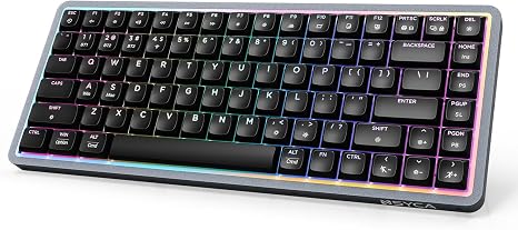 Air75 Low Profile Wireless Mechanical Keyboard, 75% Aluminum Frame, Hot Swappable, PBT Keycaps, RGB Backlit, Bluetooth/2.4GHz/USB-C, Gaming Keyboard with Web Driver for Mac Windows (Black)