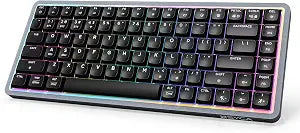 Air75 Low Profile Wireless Mechanical Keyboard, 75% Aluminum Frame, Hot Swappable, PBT Keycaps, RGB Backlit, Bluetooth/2.4GHz/USB-C, Gaming Keyboard with Web Driver for Mac Windows (Black)