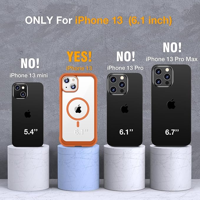 Miracase Compatible with iPhone 13 case 6.1 inch, 2021 Upgrade Full-Body Glass Clear Case Bumper Case with Built-in 9H Tempered Glass Screen Protector for iPhone 13,Orange