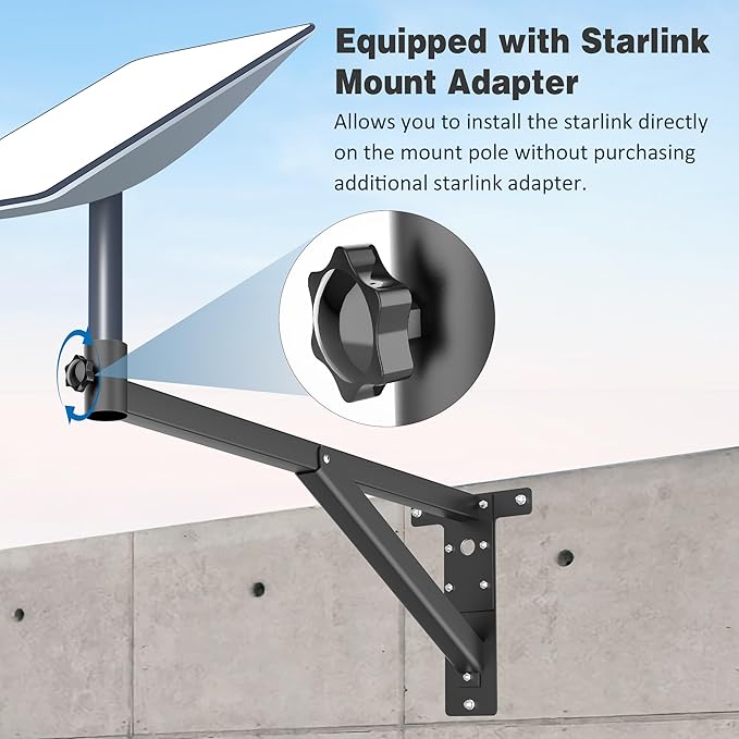 Starlink Long Wall Mount - Thickened Mounting Pole Kit for V2 Starlink Internet Satellite