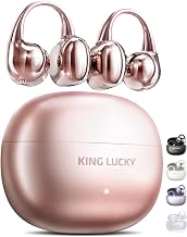 Kinglucky Clip-On Earbuds Gen 3, Open-Ear Wireless Bluetooth 6.0 Headphones with Mic, Secure Fit for Small Ears & Glasses Wearers, 50H Playtime, ENC, IPX5 Waterproof Sport Ear Buds (Pink) - Image 1