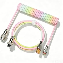 CHICHEN Type-C Coiled Cable for Gaming Keyboard,Double-Sleeved Mechanical Keyboard Cable with Detachable Metal Aviator Connector,1.5M USB C to USB A. (Rainbow) - Image 1