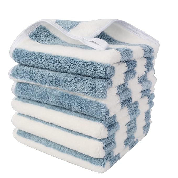 SINLAND Microfiber Facial Cloths Fast Drying Washcloth 12inch x 12inch Absorbent Face Wash Cloth Soft Makeup Remover Cloths