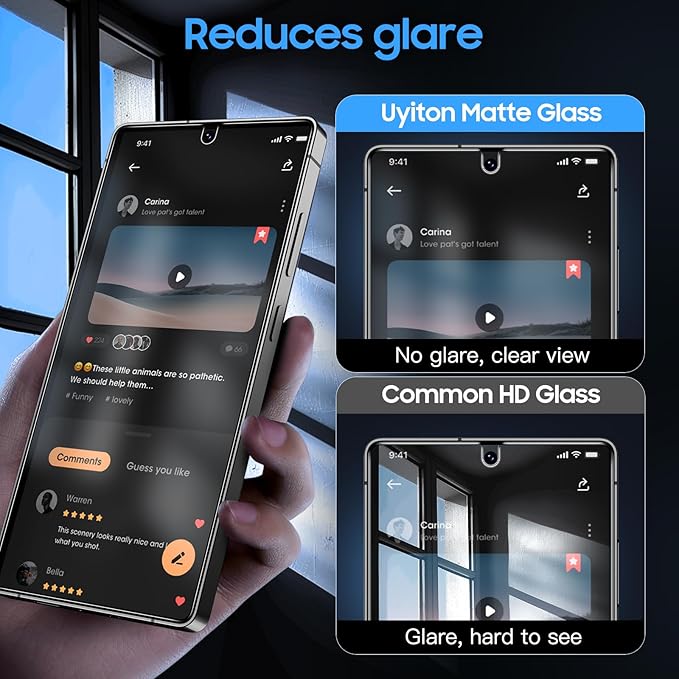 Uyiton UnBreak-Glass for Samsung Galaxy S25 Ultra Matte Screen Protector, [Ultrasonic Fingerprint Support][Anti- Glare][9H Tempered Glass] Scratch-Resistant Bubble-Free, 2 Pack