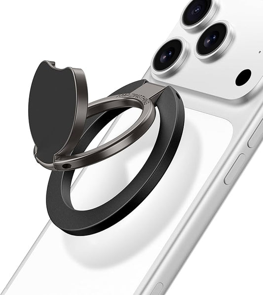 AMAZINGthing [Titan PRO MagFlex Grip Removable Phone Grip & Kickstand, Dual-Magnetic Mount, MagSafe-Compatible for iPhone 17/16/15/14/13/12 and MagSafe Cases Black