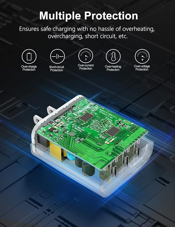 USB C Charger, Amoner 35W iPhone Charger, 3-Port Type C Wall Charger with PD 3.0 Power Delivery Adapter for iPhone 16/16 Pro/15/14/13/12/11/SE/XS, Galaxy, Pixel 4/3 and More