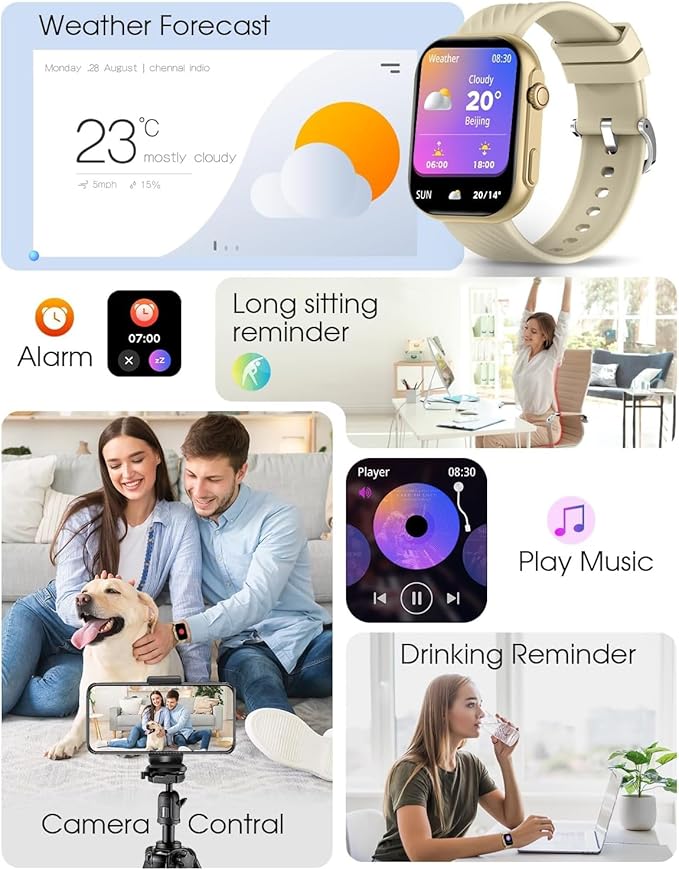 Smart Watch for Men Women (Answer/Make Call), 2.0"Smartwatch Fitness Tracker with 100+ Sport Modes, Heart Rate/Sleep Monitor, Pedometer, SpO2, IP67 Waterproof, Activity Tracker for Android iOS Phones