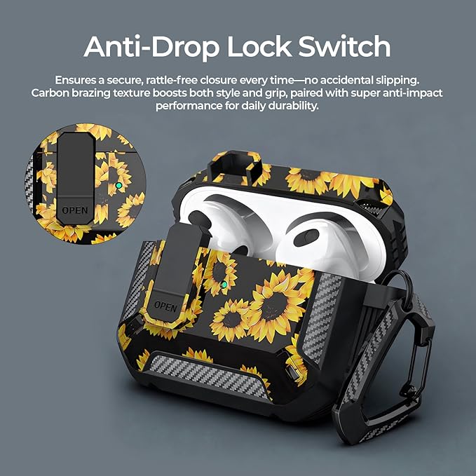 for AirPods Pro 2 Case for AirPods Pro2rd Gen | Full Drop Protection with Carabiner Keychain | Cute AirPods Pro 2st/1nd Generation Case for Men Women