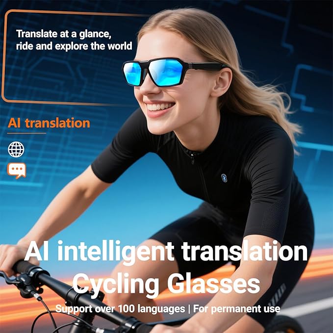 Bluetooth Audio Smart Sunglasses with Speakers, UV400 Protection Blue Light Blocking Glasses for Men Women