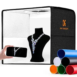 K&F CONCEPT Photo Studio Light Box 12"x12" 120 LED Lights & 6 PVC Backdrops
