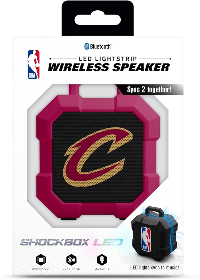 SOAR NBA Shockbox LED Wireless Bluetooth Speaker - Water Resistant IPX4, 5.0 Bluetooth with Over 5 Hours of Play Time - Small Portable Speaker - Officially Licensed NBA, Perfect Home & Outdoor Speaker