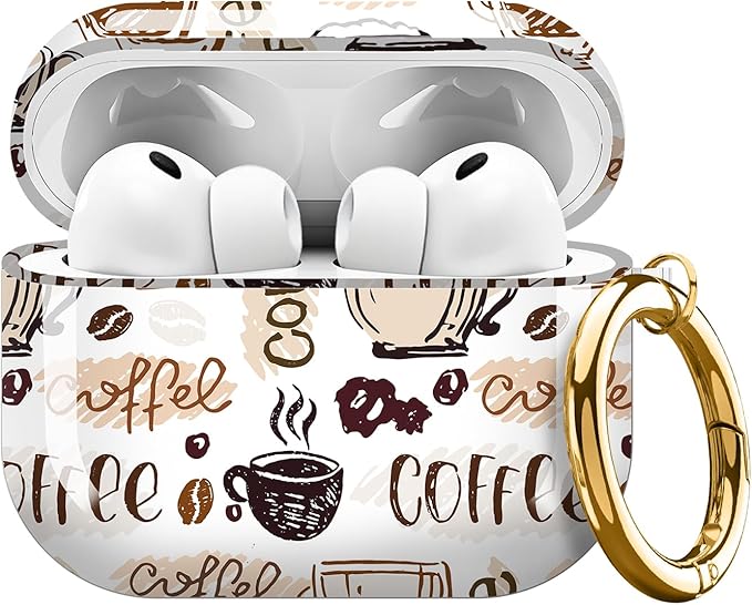 Compatible with AirPods Pro 3 Case 2025 for Women Girls – Cute Shockproof Protective Cover with Gold Round Buckle, Anti-Drop Soft Case for AirPod Pro 3rd Gen (Coffee Pattern)