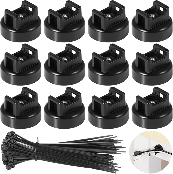 Magnetic Cable Zip Tie Mounts – 50 Magnets & 200 Cable Ties for Wire Management