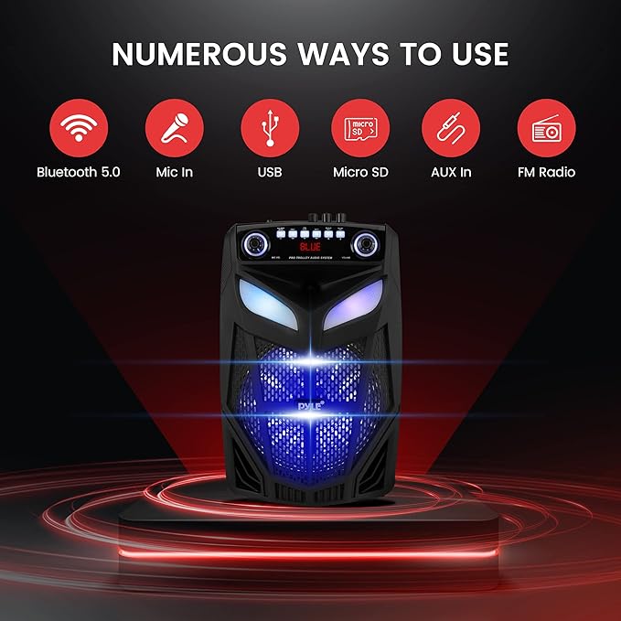 Pyle 800W Portable Bluetooth Speaker System Loud 12" Subwoofer, And Wireless Mic, Pa Speaker Is Wireless And Includes Wheels & 4 Hr Battery Life – for Karaoke, Parties & Outdoors