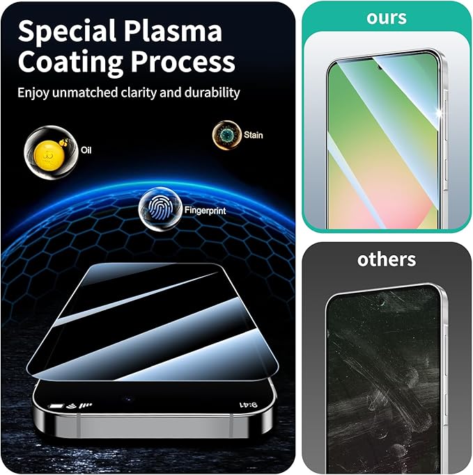 3*Screen Protector for Samsung Galaxy S24 FE/A56 with a Installation Alignment Aid, Double Shatterproof HD Tempered Glass Film, Impact-Protection [9H Hardness][Anti-Shatter][Anti-Scratch]