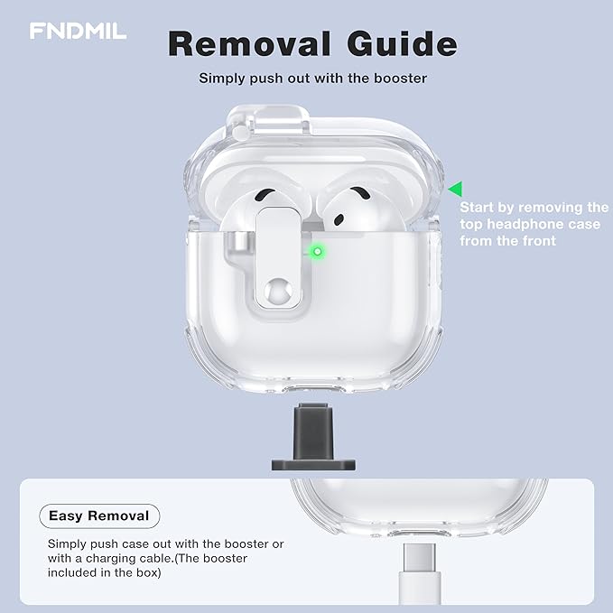 Clear Case for AirPods 4 Case Cover with [Lock Safety & Pop Up][Military Shockproof] Anti-Yellow Transparent Soft TPU Wireless Charging for AirPods 4th Generation Case with Keychain,Clear