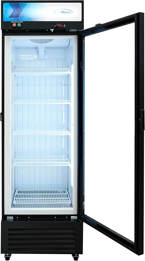 KoolMore 24 in. Commercial One Glass Door Merchandiser Freezer, 12 Cu. Ft. in Black, ETL Listed (KM-MDF-1GD-12C)