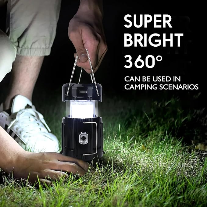 2026 Upgrade Solar Portable Lantern Rechargeable Fan - Collapsible Lightweight LED Camping Lantern for Power Outages Flashlight Survival Kits for Outdoor Tent Emergency Essentials Cool Gifts for Men