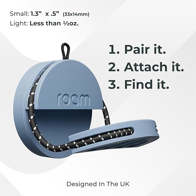 Roam Smart Tracker | Family-Friendly Eco Tracker for Keys, Bags & Kids’ Gear | Works with iOS & Android | Built-in Strap, QR Lost & Found | Replaceable Battery | No Extra App | 1-Pack, Yellow