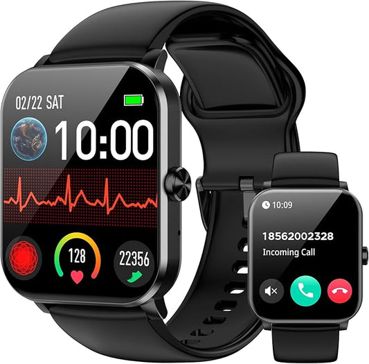 Smart Watch for Men Women, 1.85" Fitness Tracker with Answer/Make Calls, IP68 Waterproof, Heart Rate/Sleep Tracker, 120+ Sport Modes, Fitness Watch Compatible with Android & iOS (Black)