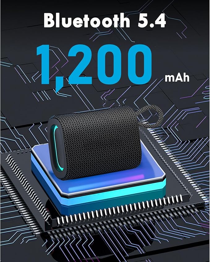 Bluetooth Speaker IPX5 Waterproof with 3 RGB Light Modes, 8H Playtime, 5W HD Sound, TF/AUX Support, Portable for Outdoor/Indoor Use