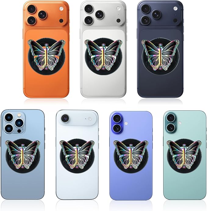 [2026 All-New] for MagSafe Butterfly Phone Grip, Magnetic Butterfly Phone Ring Holder for MagSafe Accessories & iPhone 17 Air 16 Pro Max Plus 15 14 13 12, Glitter Black
