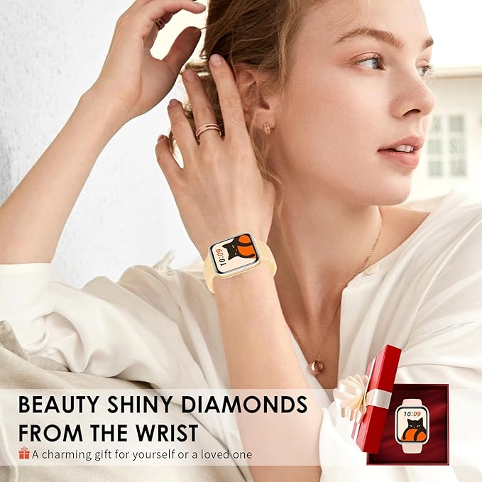 Smart Watch for Women, 1.75" AMOLED Fitness Tracker for Android iOS, Answer/Make Call with Heart Rate Sleep Monitor 130+ Sports Mode, IP68 Waterproof Smartwatch (Orange Band)