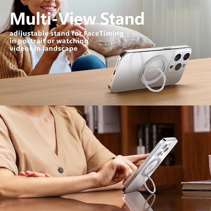 ZXM Magnetic Phone Grip for Magesafe,X7 for Magsafe Ring Stand,Magnetic Cellphone Ring Holder with Kickstand for iPhone 16 Pro Max Plus iPhone 15 14 13 &Huawei,Samsung(Silver)