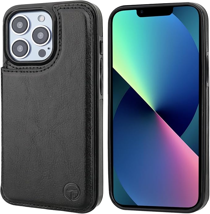 ONETOP Compatible with Magsafe for iPhone 13 Pro Wallet Case with Card Holder, PU Leather Kickstand RFID Blocking Case, Double Magnetic Clasp and Durable Shockproof Cover 6.1 Inch (Black)