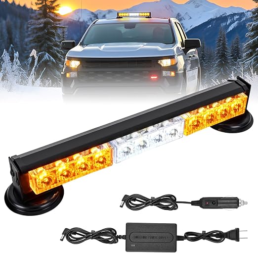 Nilight 12LED Wireless Amber White Strobe Light 14" Magnetic Mount 12V