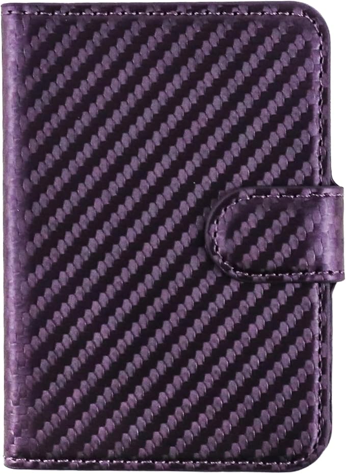 Bocasal for MagSafe Wallet Magnetic Card Holder, RFID Blocking Leather Card Slots for iPhone 17/16/15/14/13/12 Pro/Max/Plus/Air, Adjustable Kickstand Flip Mag Safe Wallet (Carbon Filber Purple)