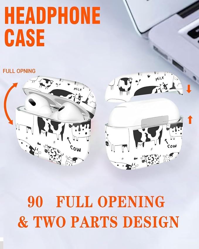 Compatible with Airpod Pro 2nd/1st Generation,Full Protection Cover for Women,Accessories Hard Case Portable & Shockproof for Airpod Pro 2nd Charging Case 2023/2022/2019(Cows)