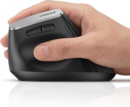 Uineer Vertical Ergonomic Mouse, Wireless Bluetooth Mouse, 3-Device,Quiet