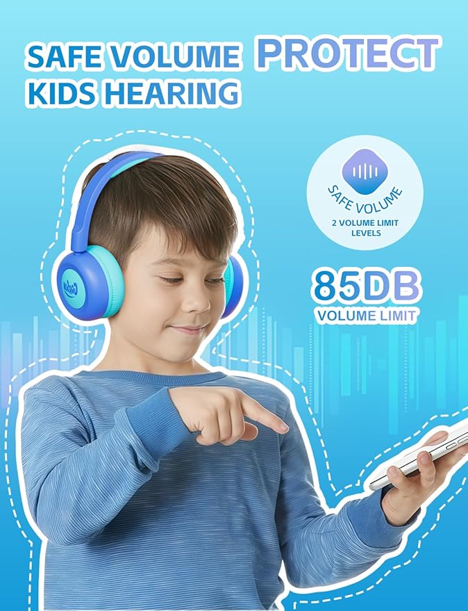 gorsun Kids Bluetooth Headphones,Toddler Headphones with Microphone,85dB Volume Limited,Bluetooth 5.3 Twistable Lightweight Kids Wireless Earphones for Boy Girl Tablet Travel School