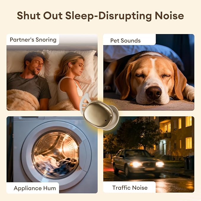 PAXA Sleep Headphones for Side Sleepers, Sleep Invisible Earbuds with Vibration Charging Case Wireless Bluetooth 6.0, Soft Silicone Mini Earbuds for Sleeping, Snoring Noise Isolation, S13 Beige