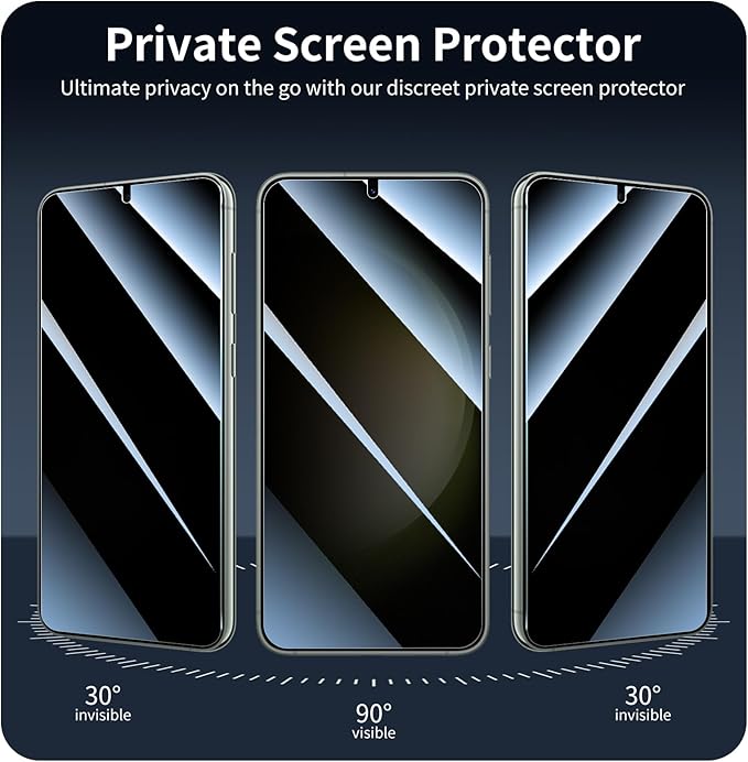 3*Privacy Screen Protector for Samsung Galaxy S22+/S22 Plus/S23+/S23 Plus with a Installation Alignment Aid, Anti-Spy Tempered Glass Film, Dark Private Black Protection, [Shatterproof][ Shockproof]