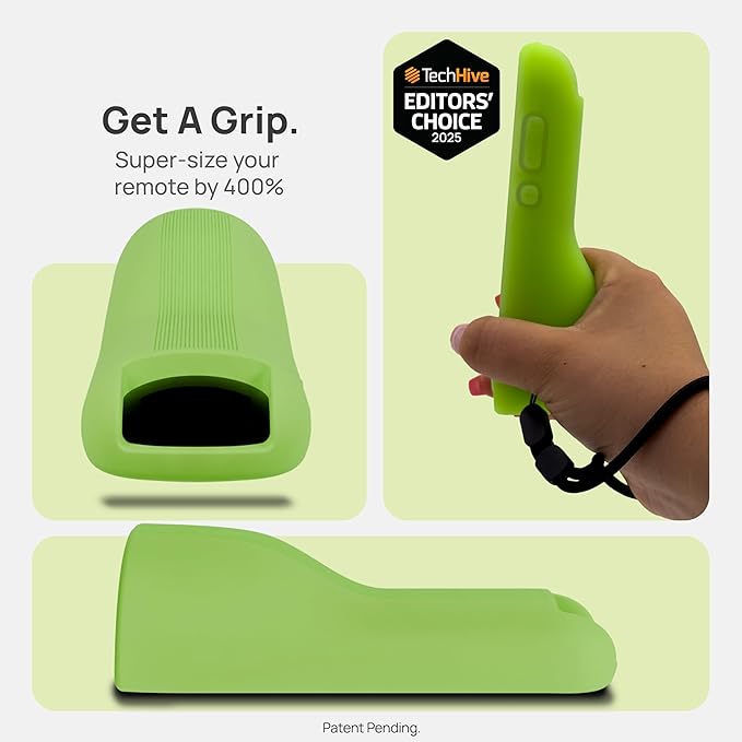 GripStand™ Roku Voice Remote Cover: Stand Up Design, Enhanced Grip, Silicone Case: Fits TV Streaming Stick Plus 2025 4K/HD/HDR, Compatible with AirTag and TileMate, 2 Pack Lime + Sky Glow by 73&Sunny