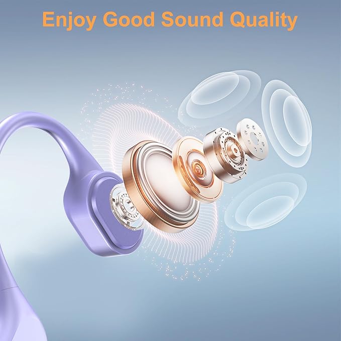 IP68 Waterproof Swimming Headphones, Bone Conduction Liquid Silicone Bluetooth Headphones, Built-in 32GB MP3 Player, Soft and Lightweight Open-Ear Design for Swimming/Marathons/Showers/Cycling(Purple)