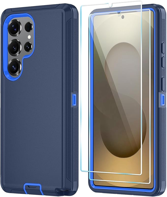 ONOLA Phone Case for Samsung Galaxy S25 Ultra Case with HD Screen Protector, Heavy Duty Shockproof & Dropproof 3-Layer Cover Phone Case for Galaxy S25 Ultra 6.9''，DarkBlue