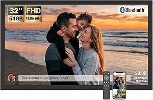 BSIMB 32" Digital Picture Frame, Anti-Glare Screen, Dual-Band Wi‑Fi, 64GB