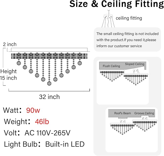 Dia 32" Modern Crystal Chandeliers for Dining Room,Gold Raindrop Chandelier Flush Mount Chandeliers for Living Room Bedrooms Dining Room Dimmable 2700k 4500k 6000k