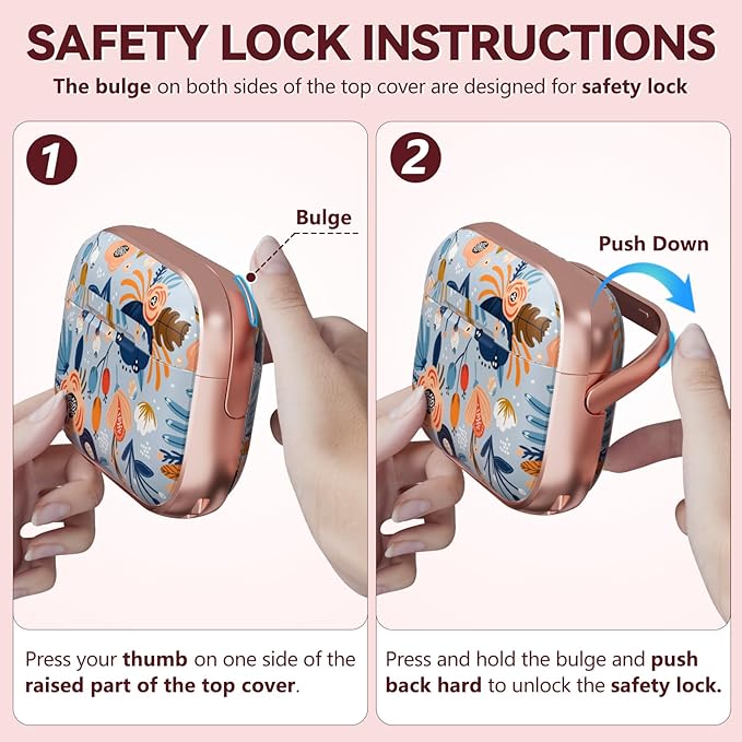 Inesore for AirPods Pro 2nd Generation Case Cover with Lock, Flowers Cute Air Pods Pro 2 Case Hard iPod Pro Cases for Women Girls with Cleaner Kit (2023 USB-C /2022/2019) -Blue Flower