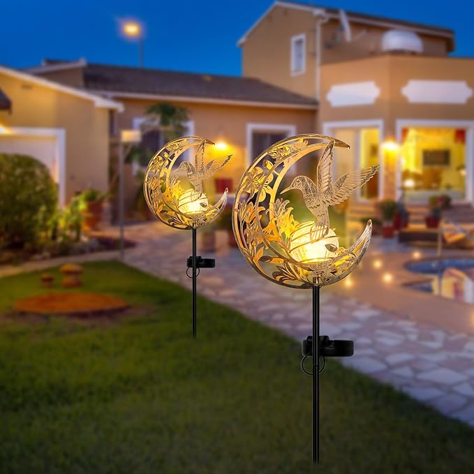 JOBOSI Solar Moon Hummingbird Decorative Light Gift Portable Decorative Ground Stake Light Mother's Day Gift, Gifts for Women Mom Grandmothers, Garden Lawn Decor Christmas & New Year Gift