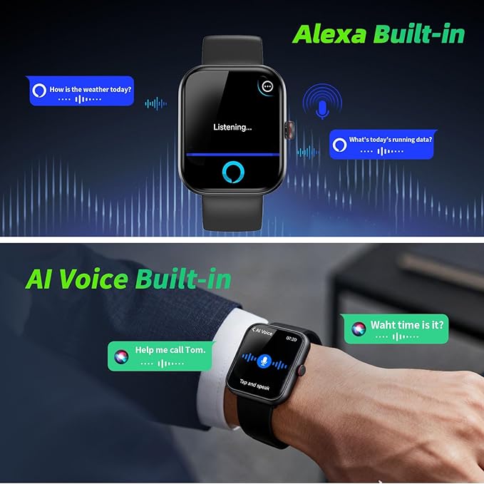 Smart Watch for Men Women with Alexa Built-in, 1.91" HD IP68 Waterproof Fitness Watch with Bluetooth Call (Answer/Dial), Heart Rate/Sleep/Stress Monitor, 100+ Sports Tracker Reloj Inteligente