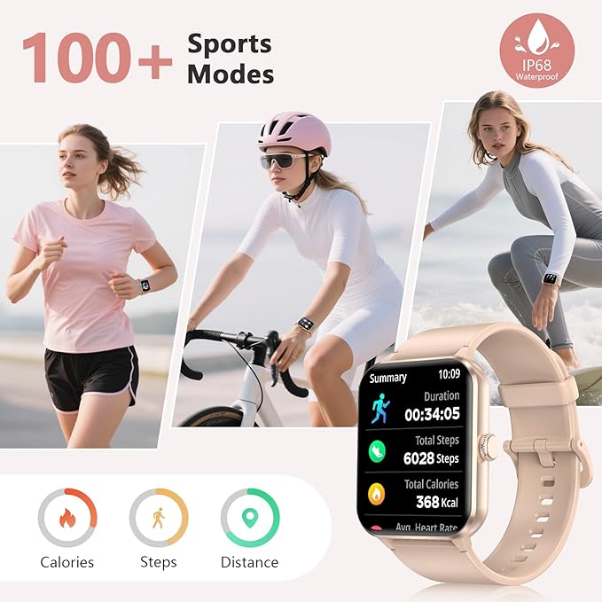 Blackview 2026 Fitness Tracker (Answer/Make Calls), Smart Watch for Men and Women with Heart Rate/SpO2/Sleep Monitor/2 Straps, 100+ Sports Modes, IP68 Waterproof Activity Tracker for Android/iPhone