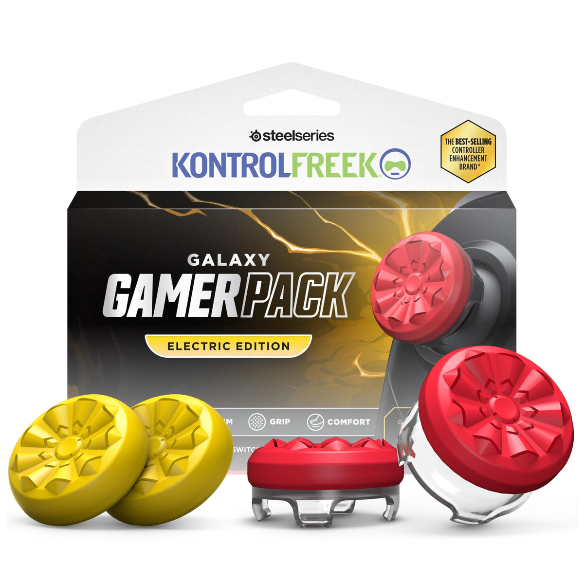 KontrolFreek Galaxy GamerPack – Electric Edition | Compatible with Nintendo Switch 2 | 4-Pack | Yellow and Red