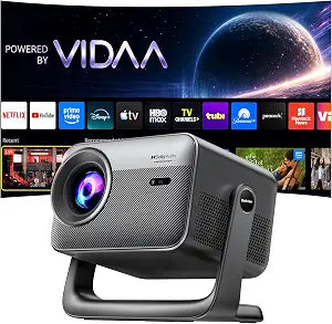 Smart Projector VIDAA OS 1000 ANSI, Outdoor Projectors 4K with WiFi and Bluetooth Compatible with Netflix TOF Auto Focus Keystone HDR10, Portable Movie Proyector for Ceiling Home Theater